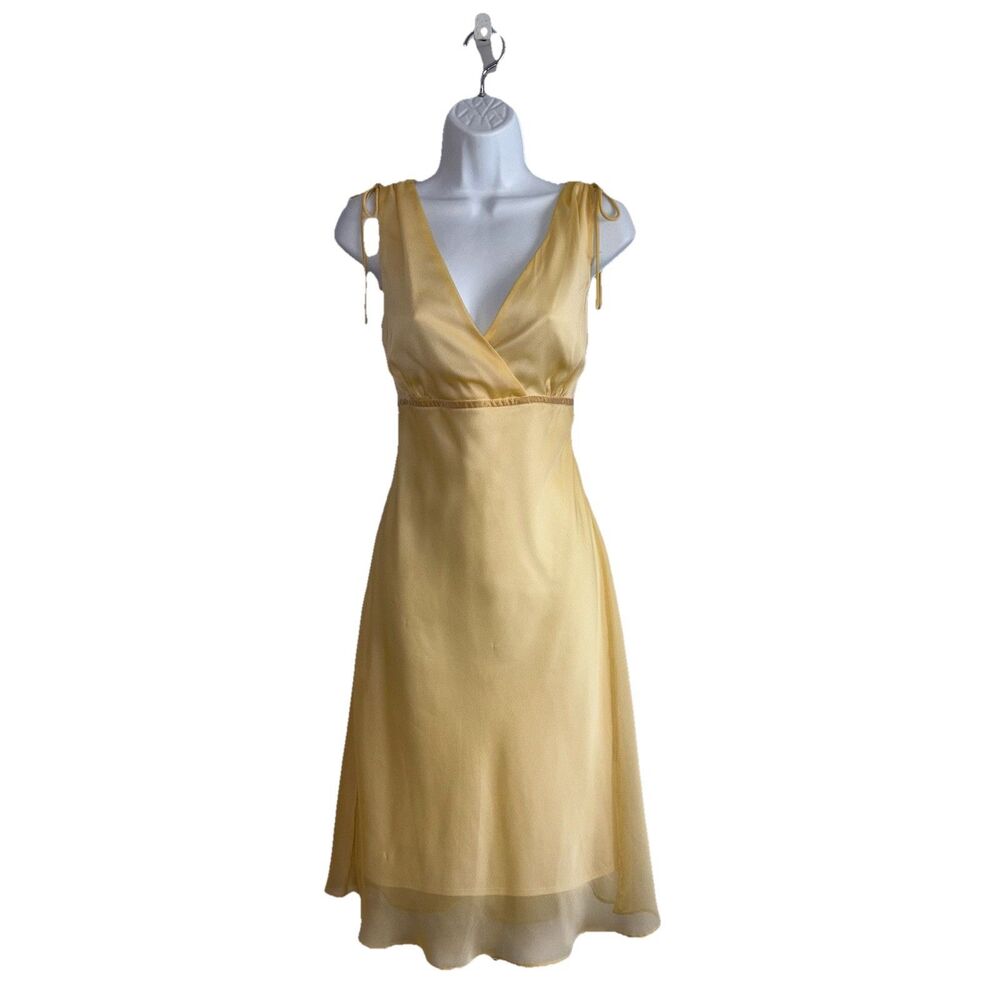VTG Studio Y Yellow Chiffon Midi Tie Dress Size 13/14 Fairy Boho Ethereal Y2K